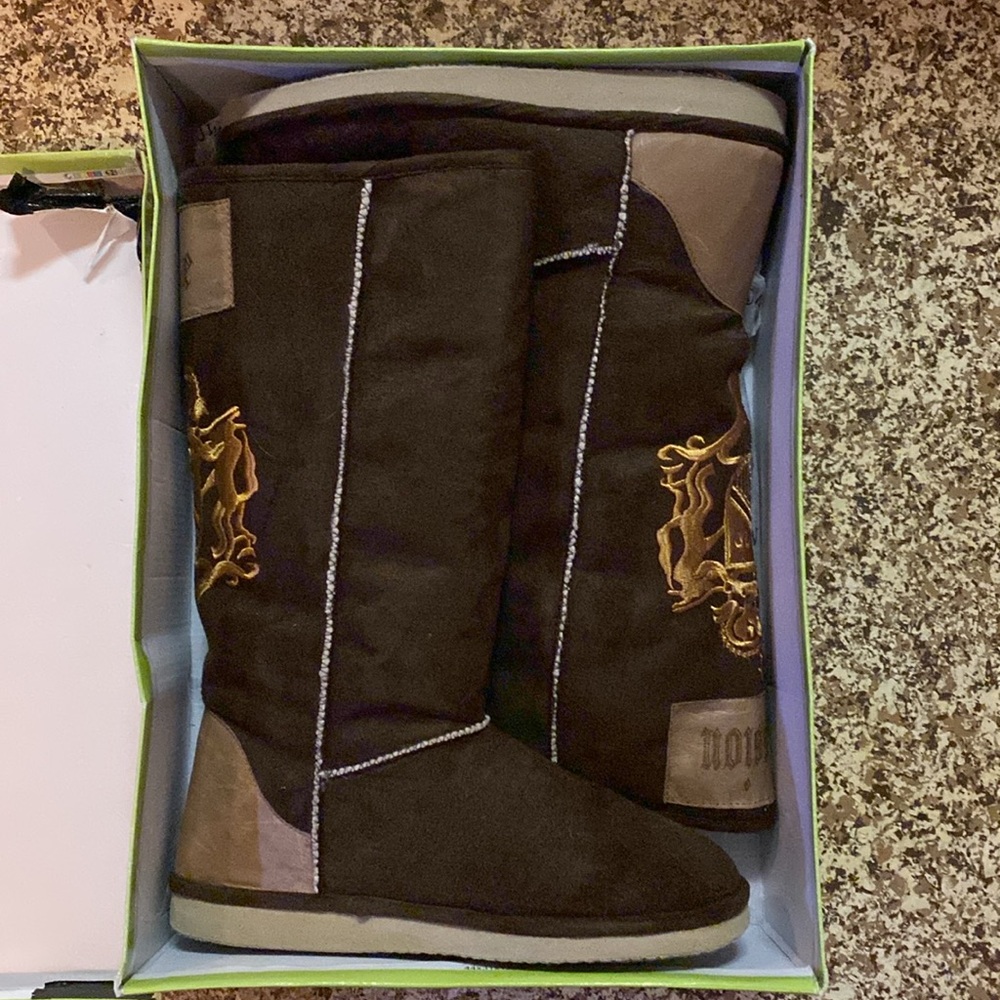 Used !So What!! Brown & Gold Boots Size 9